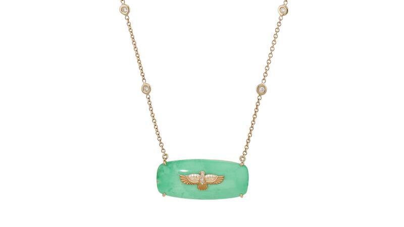 Jacquie Aiche Diamond Thunderbird on Chrysoprase Necklace