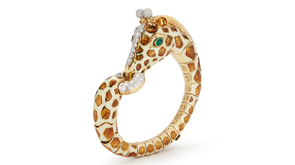Here, a David Webb signature animal bracelet, this one depicting a giraffe. Archival works and sketches will be presented at “A Walk in the Woods,” alongside two short films and a couple of new jewels.