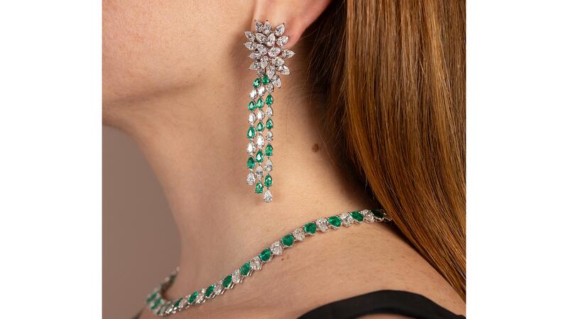 Jared Atelier diamond and emerald earrings