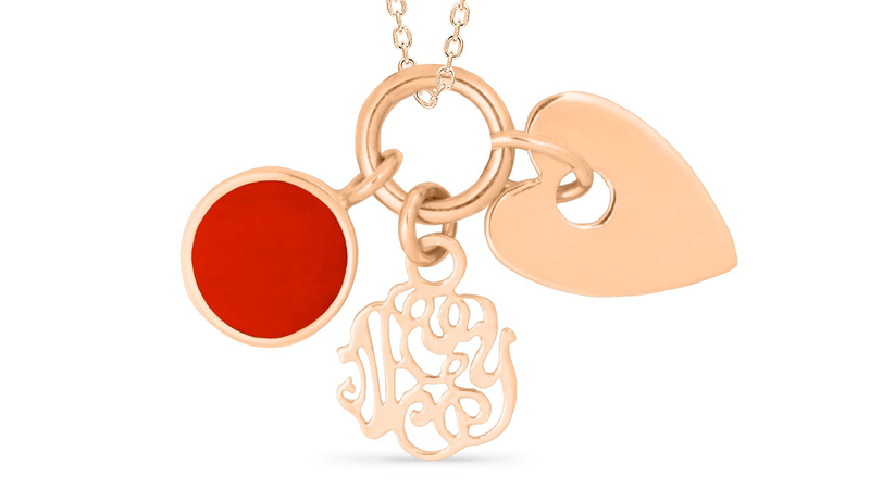 A necklace with 18-karat gold charms and coral ($780)