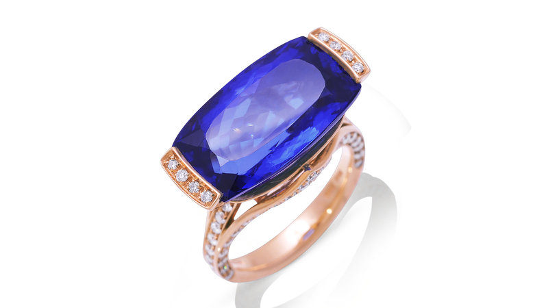 <a href="https://www.picchiotti.it/en/" target="_blank">Picchiotti</a> tanzanite ring with diamonds in 18-karat rose gold ($27,400)