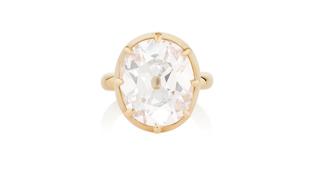 10 carat light pink brown old cushion shaped diamond