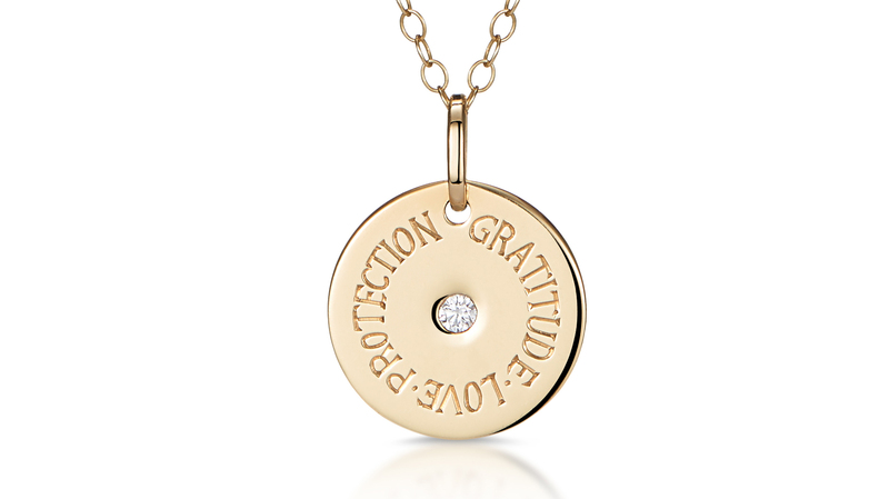 <a href="https://minkajewels.com/" target="_blank">Minka</a> 9-karat gold and diamond customizable “Mantra” necklace ($763)