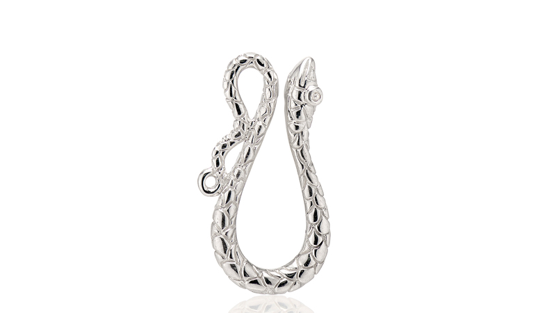 The Scaly Serpent hook, inspired by a Victorian serpent chain fob, in sterling silver ($160)
