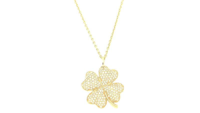 Lisa Nik 18-karat yellow gold clover necklace with diamonds ($4,410)