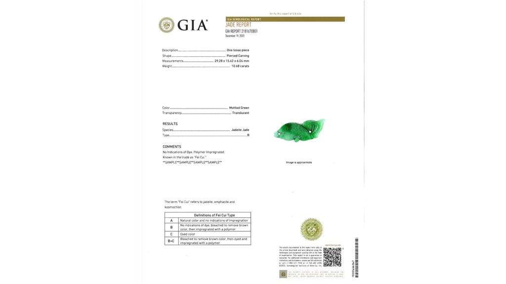 GIA jade report