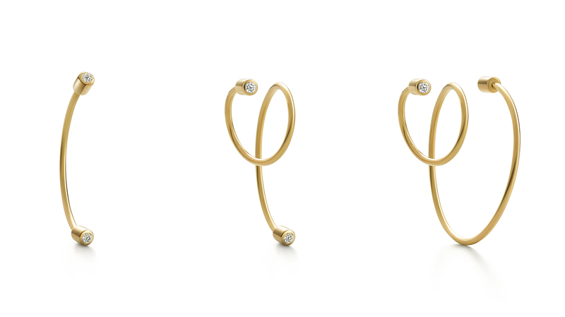 <a href="https://www.shihara.com/" target="_blank">Shihara </a>“Twist Curl Earrings” in 18-karat yellow gold and diamond (priced from left to right: $658; $858; and $1,058)