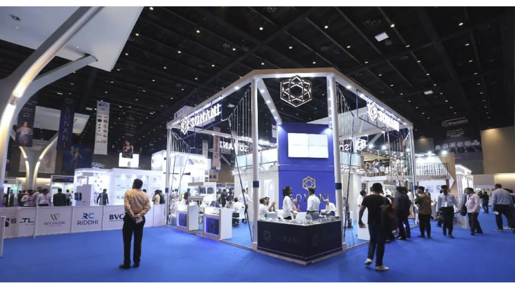 A shot from the show floor of the Lab-Grown Diamond Jewellery Show 2022, organized by India’s Lab Grown Diamond and Jewellery Promotion Council and held in August in Mumbai