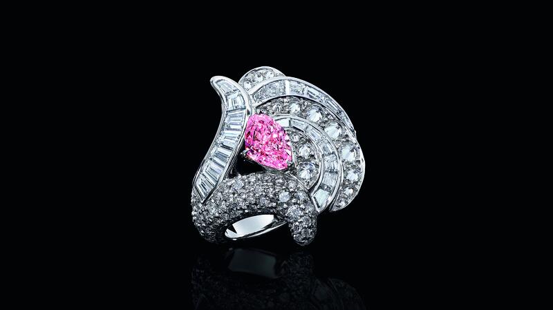 Bonhams fancy pink diamond ring