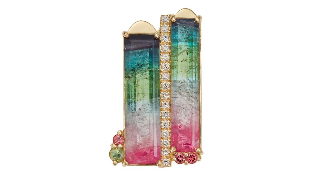Susan Eisen Fine Jewelry and Watches Watermelon Tourmaline Crystal Brooch