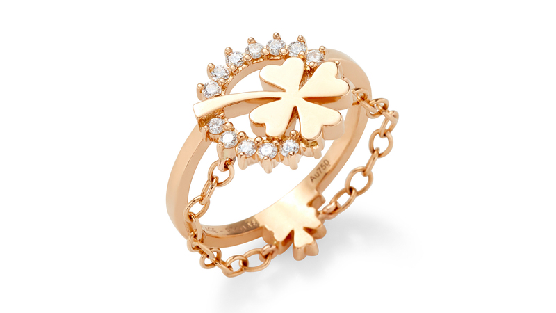 Nouvel Heritage 18-karat rose gold and diamond clover ring ($1,600)