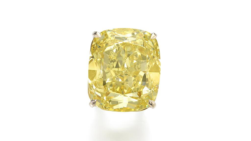 The “Love Stone,” a 104-carat natural fancy intense yellow diamond, sold for nearly $2.5 million fancy intense yellow diamond