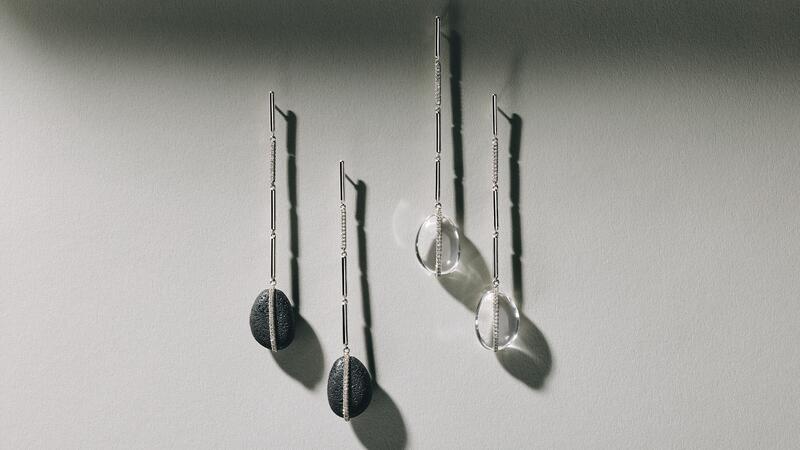 AC x JH Drop Earrings with Temple Stones or Rock Crystal Quartz