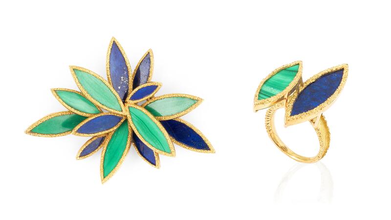 Chaumet malachite and lapis lazuli jewelry