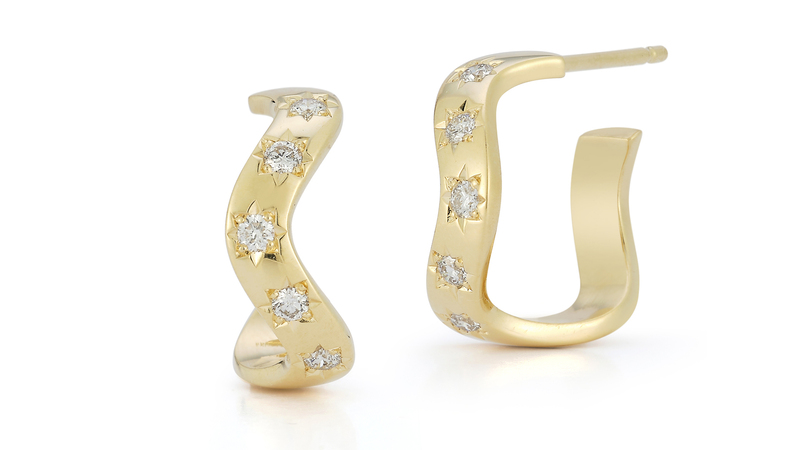 “Small Wave Hoops” in 18-karat gold with diamonds ($3,675)