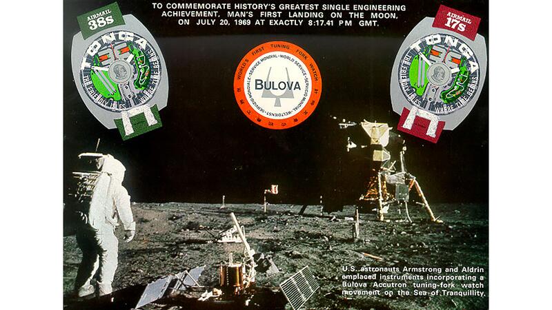 Bulova Accutron Tonga moon landing stamp