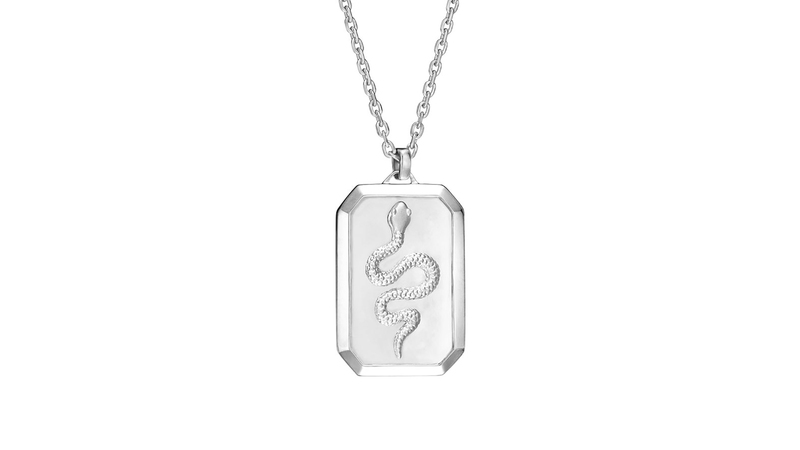 The “Homme” serpent tag necklace in silver ($295)