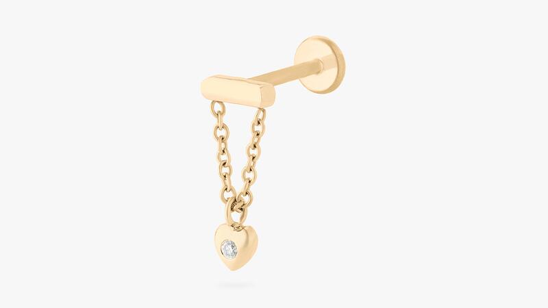 Stephanie Gottlieb x Studs Bar and Heart Chain Stud