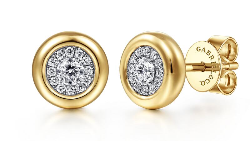 Gabriel & Co. Diamond Pave Bezel Stud Earrings