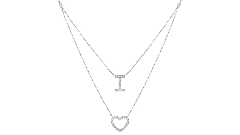 <a href="https://smilingrocks.com/products/smiling-light-necklace-nl00683wht?variant=32986012418157" target="_blank"> Smiling Rocks</a> lab-grown diamond double-layered love necklace in 10-karat white gold ($449)