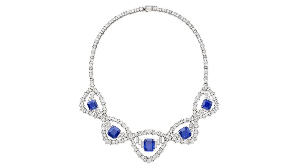 A Cartier sapphire and diamond necklace from the collection of Constance Prosser