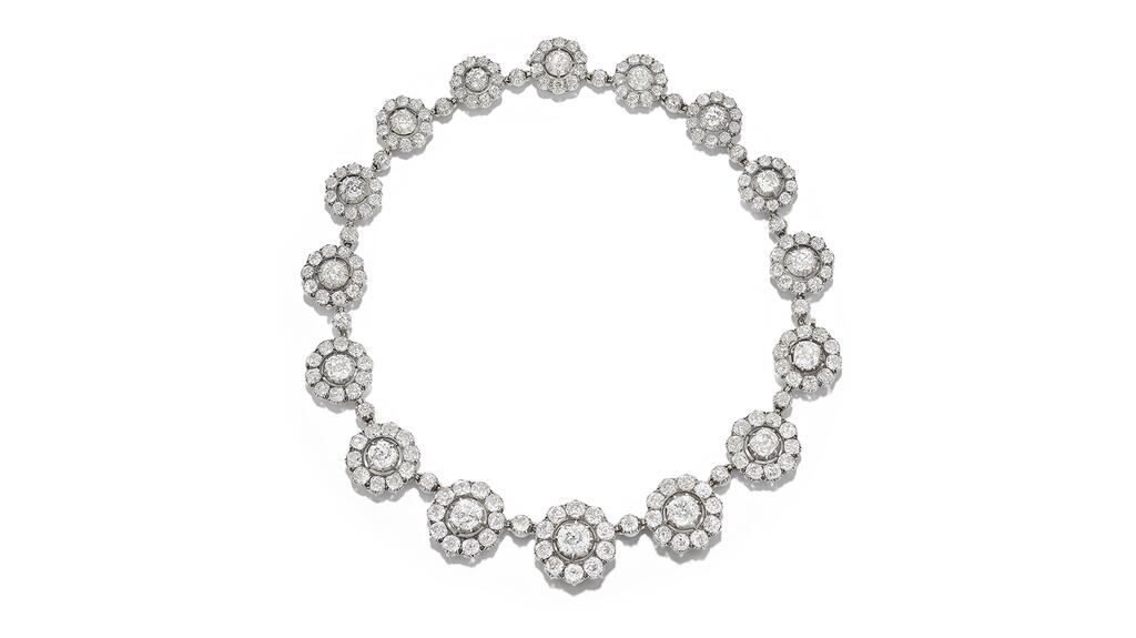 Late 19th-century diamond cluster necklace