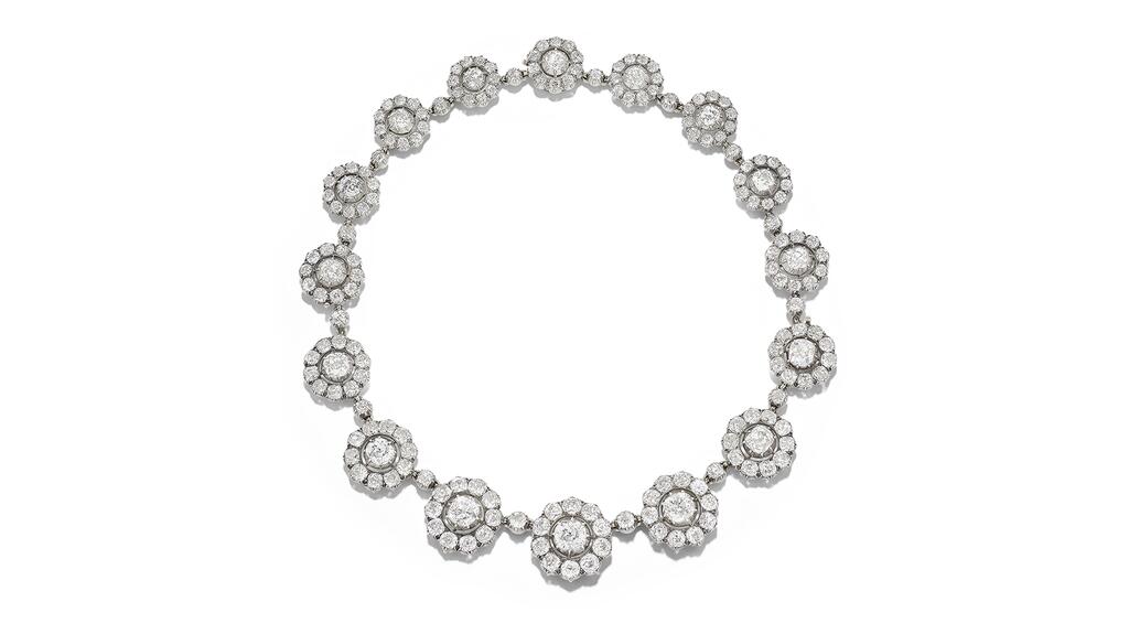 A late 19th-century diamond cluster necklace, sold for £127,400 ($154,880) Late 19th-century diamond cluster necklace