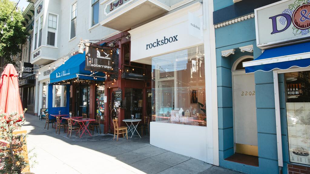 Rocksbox opened a pop-up shop in San Francisco last year, which has transitioned into a permanent location. Rocksbox San Francisco store exterior