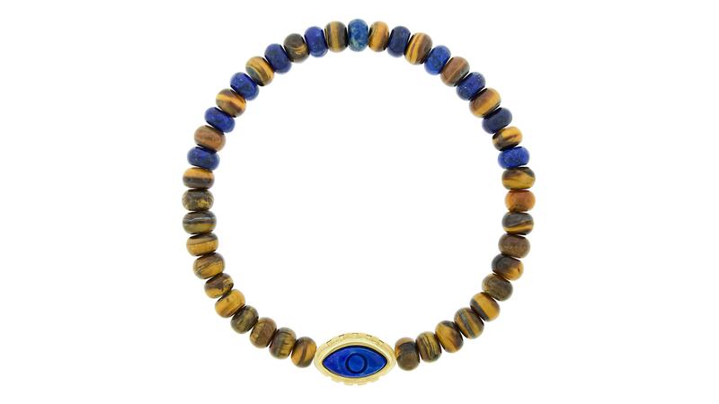 Luis Morais Engraved Lapis Eye on Gemstone Bead Bracelet