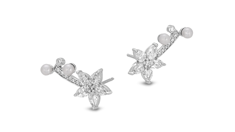 “Flower Earrings” in 14-karat white gold with diamonds and pearls ($4,000)
