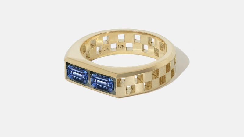 Katkim Men’s Anerise Signet Ring Twin Sapphire