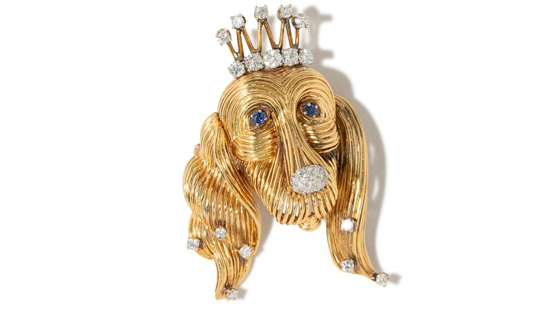 Tiffany & Co dog with crown brooch