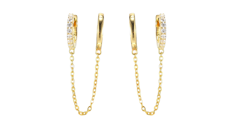 A pair of 18-karat yellow gold-plated chain huggies ($77)