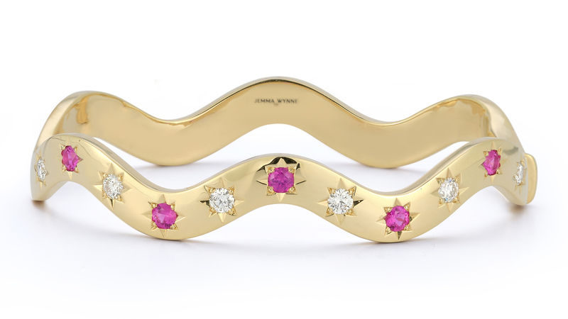 15th anniversary “Wave Cuff” in 18-karat gold with magenta sapphires and diamonds ($16,800)