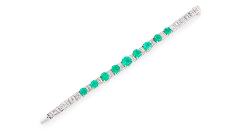 Bonhams Paris emerald and diamond bracelet