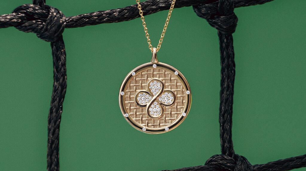 Keys co-designed this diamond medallion, including elements that tell her story. Brilliant Earth Madison Keys medallion