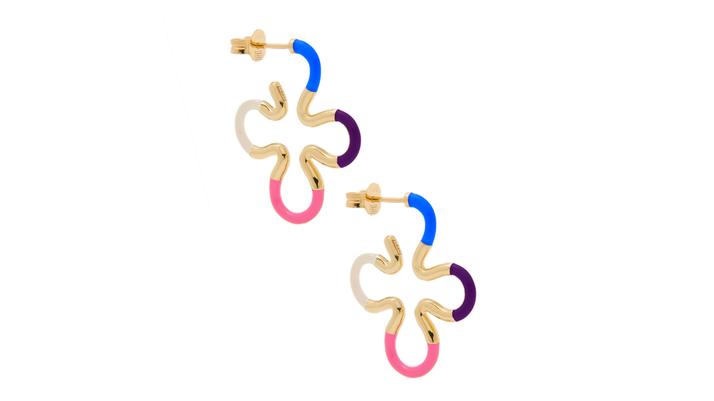 Bea Bongiasca “B Floral” earrings in 9-karat gold with enamel ($1,280)