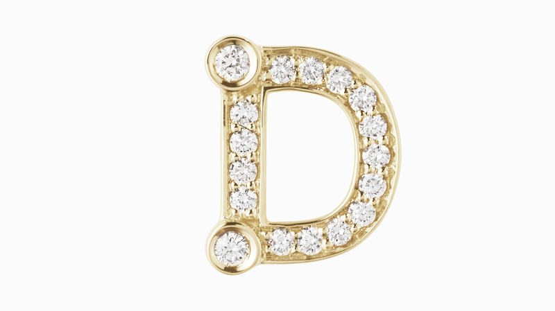 Letter stud earrings are sold as singles, for $870.