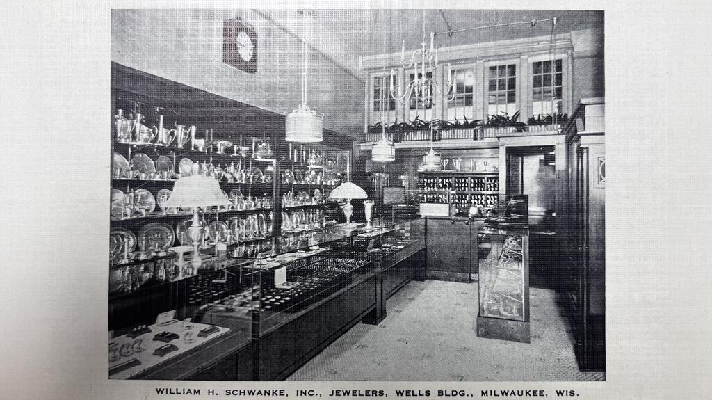 The jewelry business owned by Tom Dixon’s great-uncle, William Schwanke, merged with former rival Alsted-Kasten in 1936, creating Schwanke-Kasten Jewelers. William H. Schwanke Jewelers Store Interior