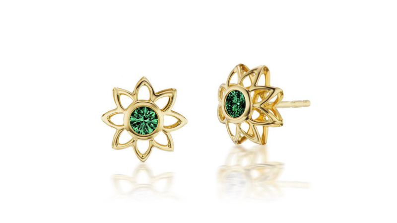 ARK Fine Jewelry 18-karat gold and emerald “Bliss” studs ($2,250)