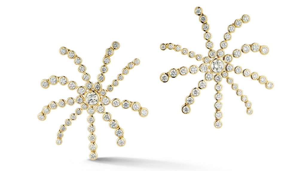 Ondyn 14-karat yellow gold “Big Bang” earrings with 6.26 carats of diamonds ($26,000)