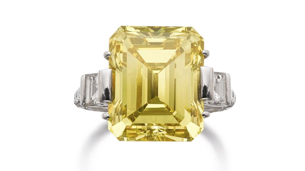 11.57-carat fancy vivid yellow diamond sold at Sotheby’s Geneva