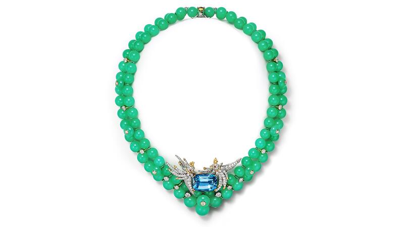Tiffany & Co. Blue Book 2026: Hidden Garden Bird on a Rock Aquamarine and Chrysoprase Necklace