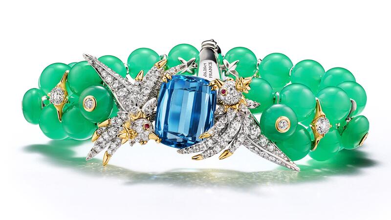 Tiffany & Co. Blue Book 2026: Hidden Garden Bird on a Rock Aquamarine and Chrysoprase Bracelet
