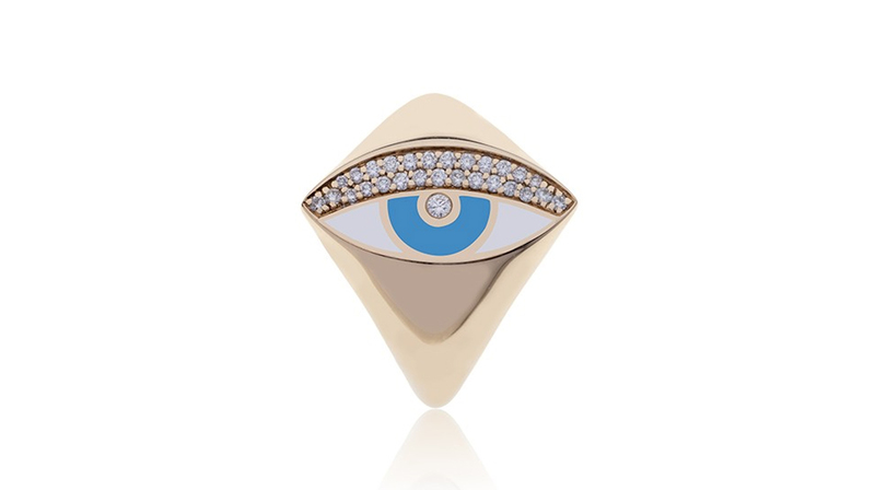 “The One Evil Eye Ring” in 18-karat gold with diamonds and enamel by Susanna Martins ($1,737)