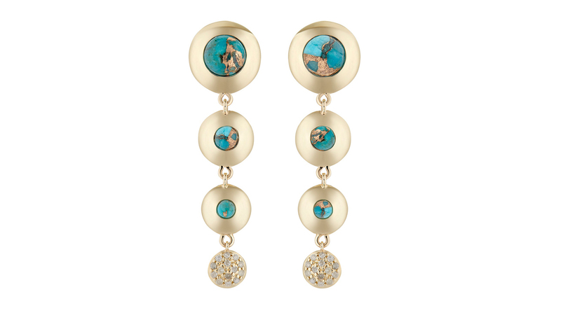 <a href="https://www.samanthatea.com/products/wilda-earrings-persian-turquoise-grey-diamonds?_pos=12&_sid=7089e71a9&_ss=r" target="_blank">Samantha Tea</a> “Wilda Earrings” in 18-karat gold with Persian turquoise cabochons and gray diamonds ($3,365)