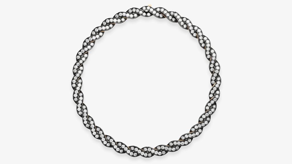 Jessica McCormack Bows Diamond & Blackened Gold Ribbon Necklace