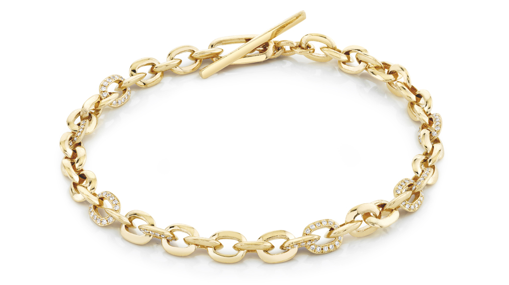 Lizzie Mandler 18-karat gold bracelet with 0.9 carats of white diamonds ($6,525)