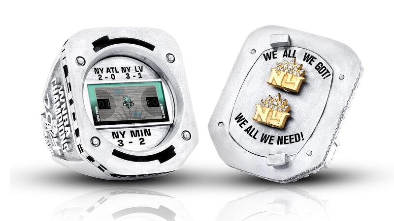 New York Liberty 2024 WNBA Championship ring and earrings