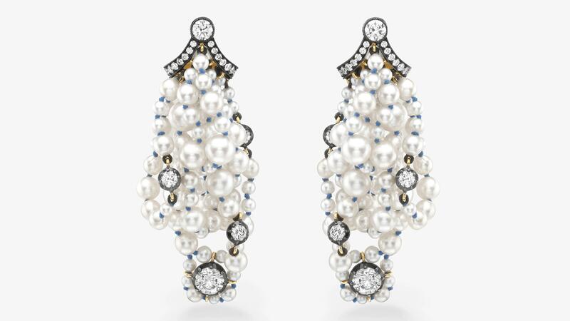 Jessica McCormack Bows Diamond & Pearl Bunched Earrings